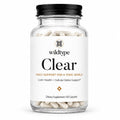 Clear: the capsule bottle, front label