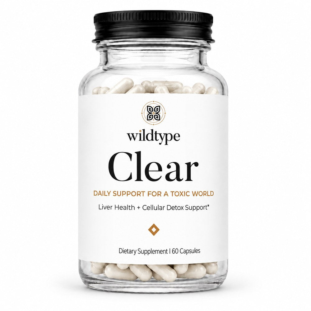 Clear: the capsule bottle, front label
